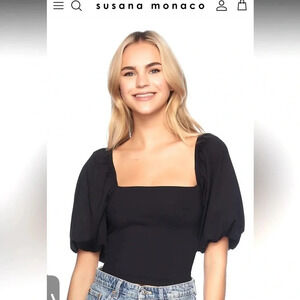 Susana Monaco Puff Sleeve Top NWT Designer Sold Out Online! Small